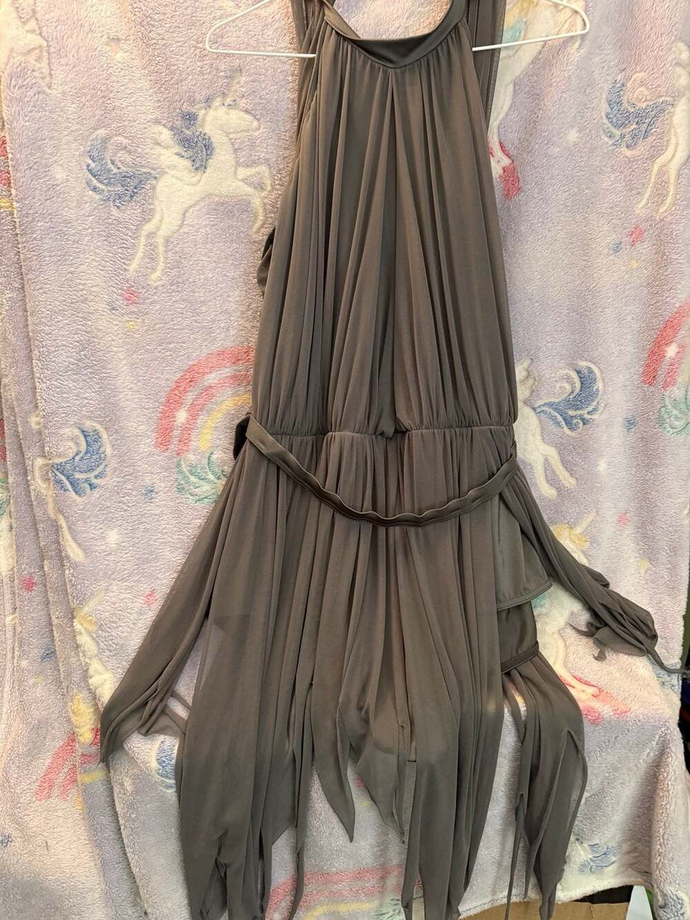 Women's Grey Flowy Asymmetrical Maxi DWomen's Grey Flowy Asymmetrical Maxi Dress